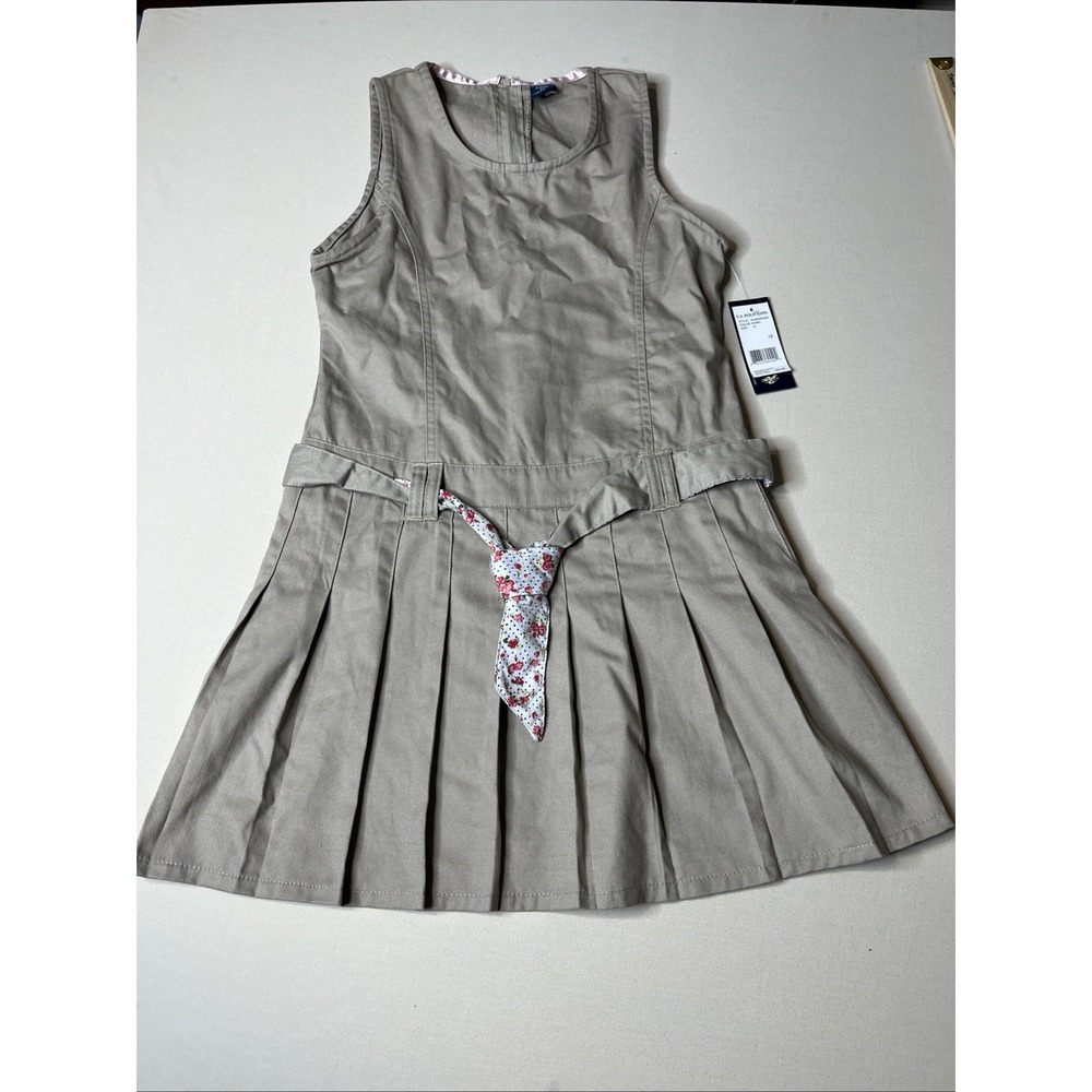 US Polo Association Girl's Light Brown Pleated Dress Size 12 NWTs
